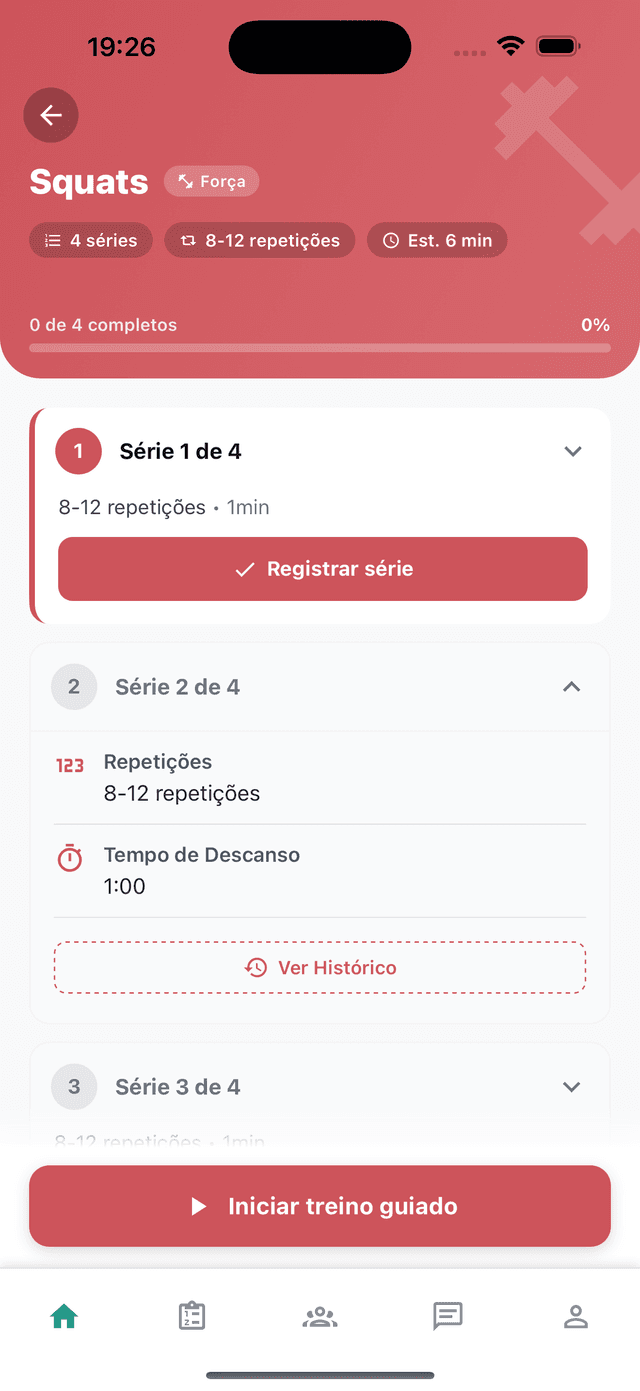 Detalhes do exercício com séries e repetições