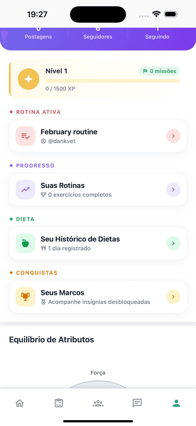Perfil com estatísticas
