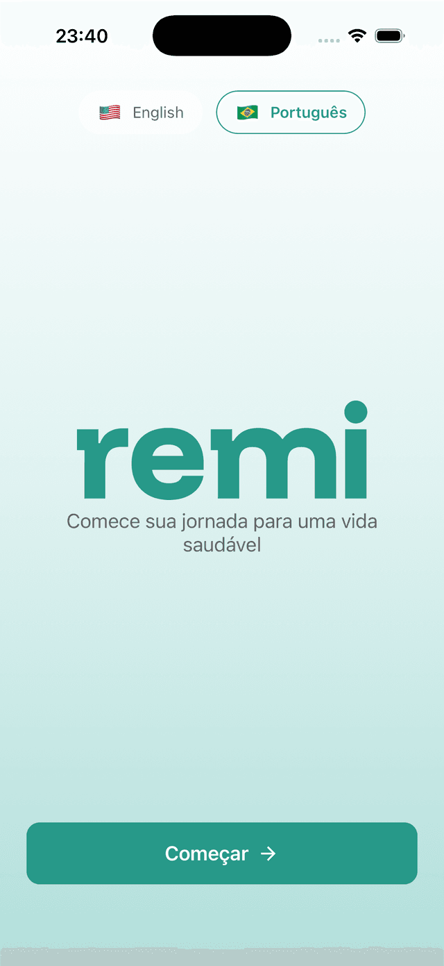 Remi App - Tela de boas-vindas