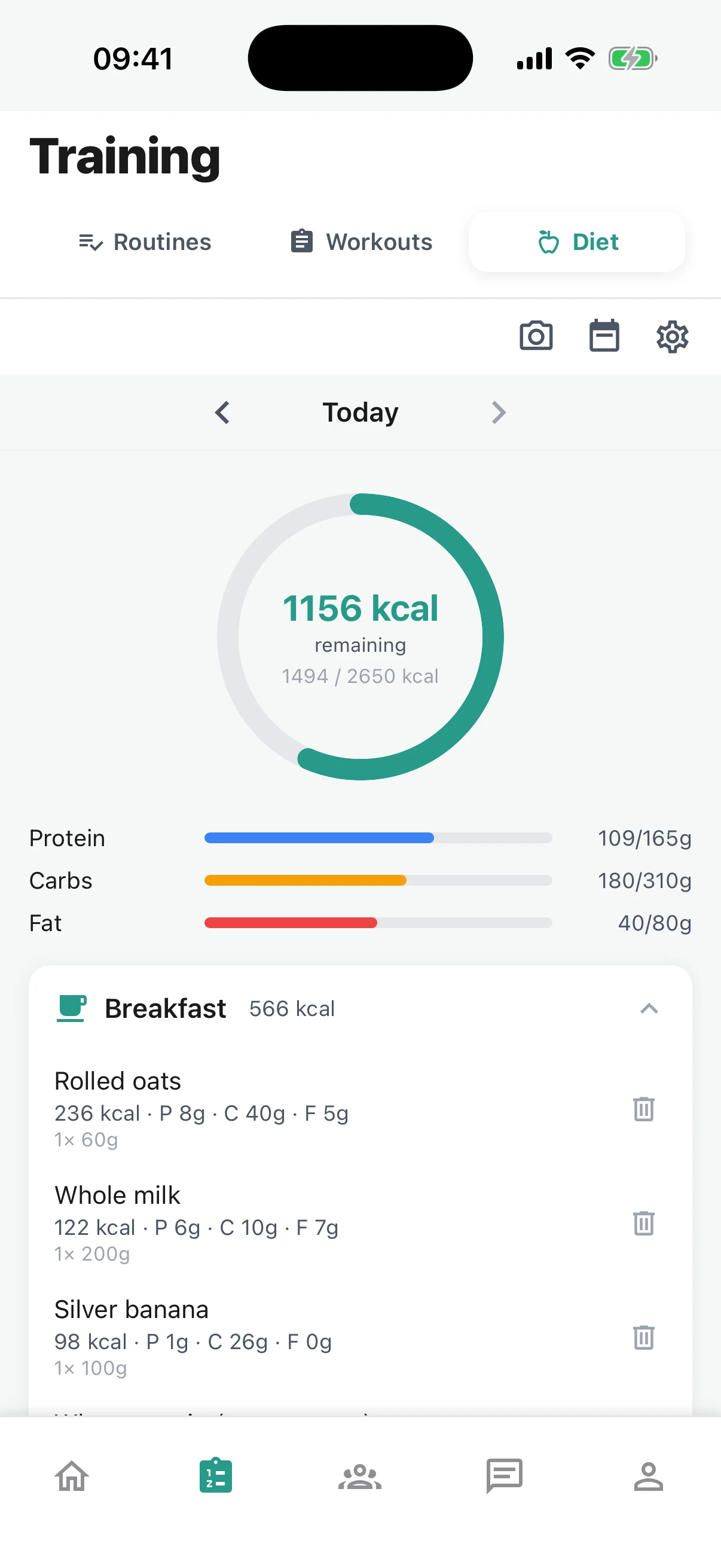 Daily calories and macros in Remi