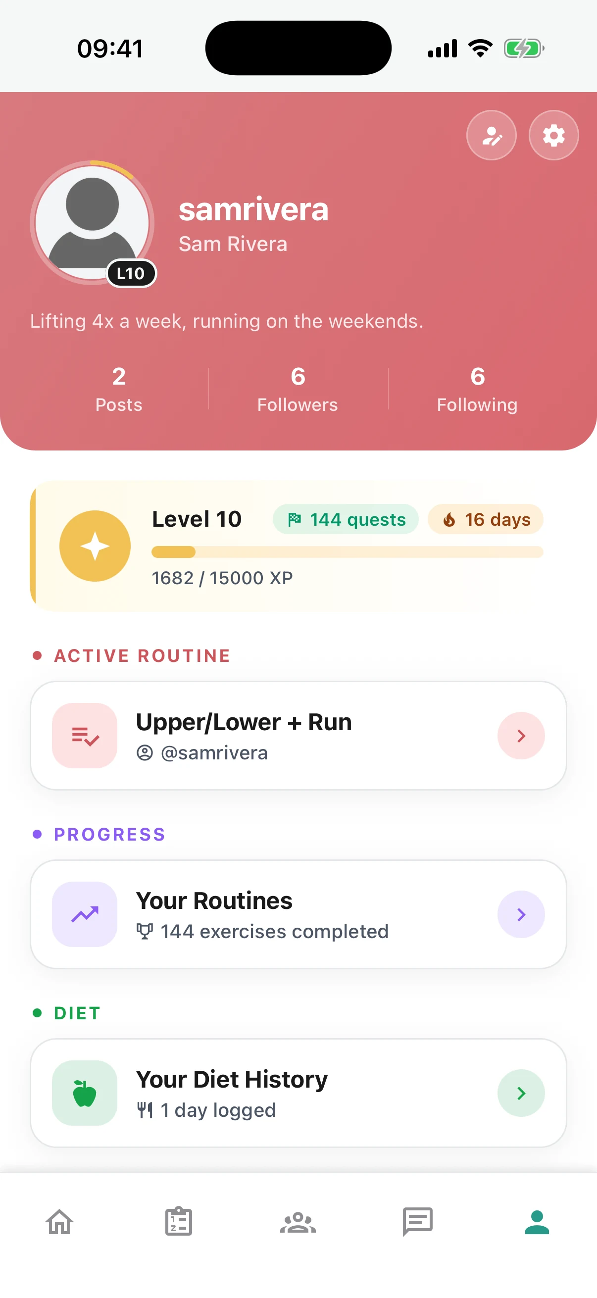 Remi profile with level, XP and streak