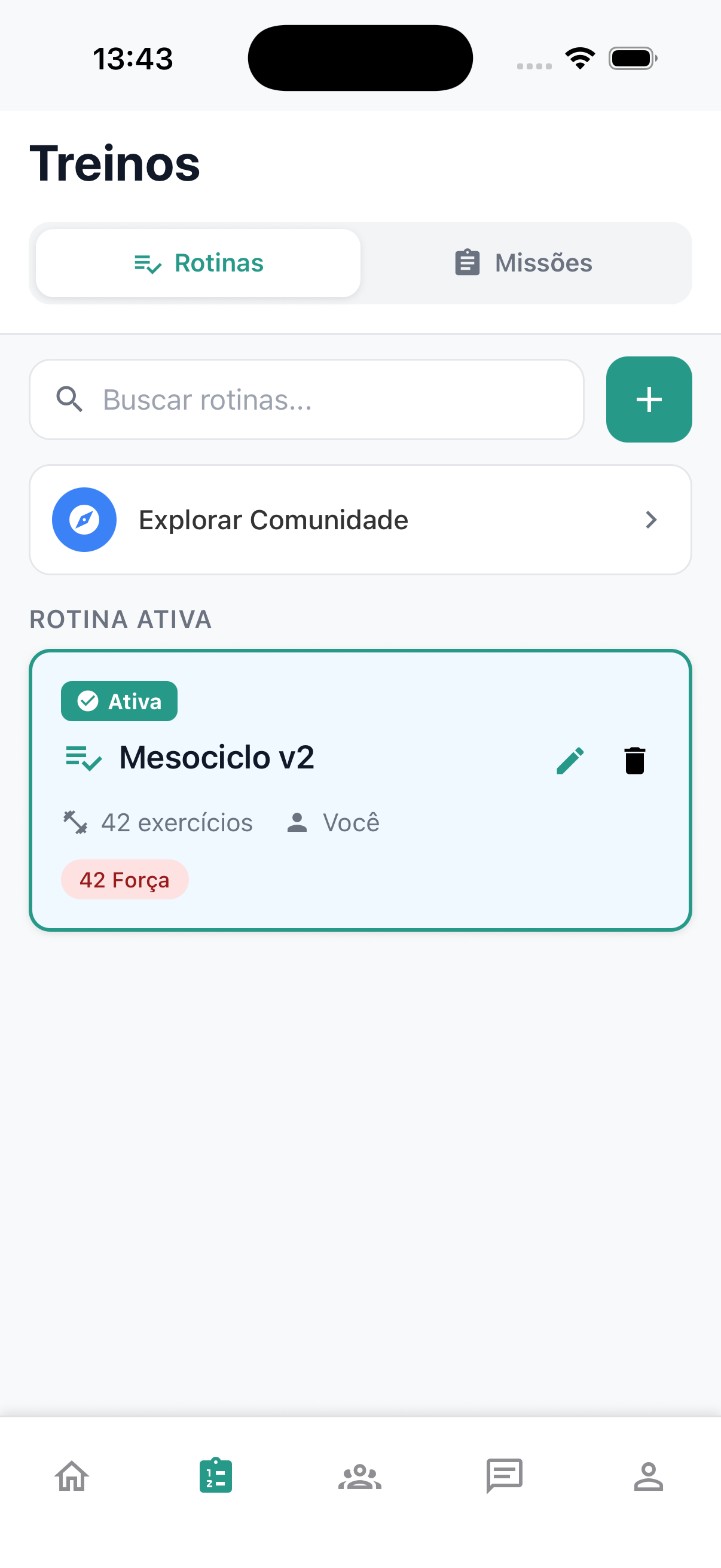Tela de rotinas personalizadas